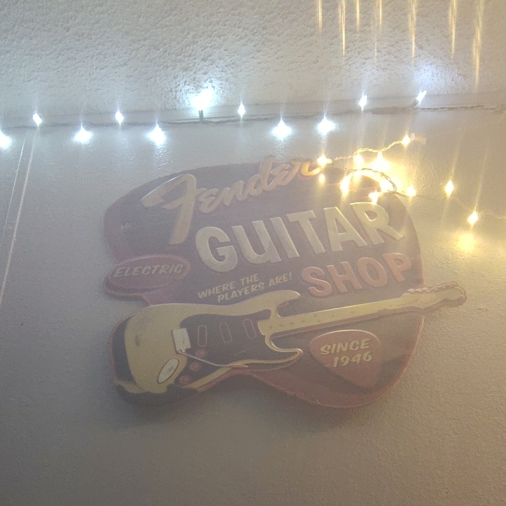 Fender Guitar Shop Sign - Yellow and Red